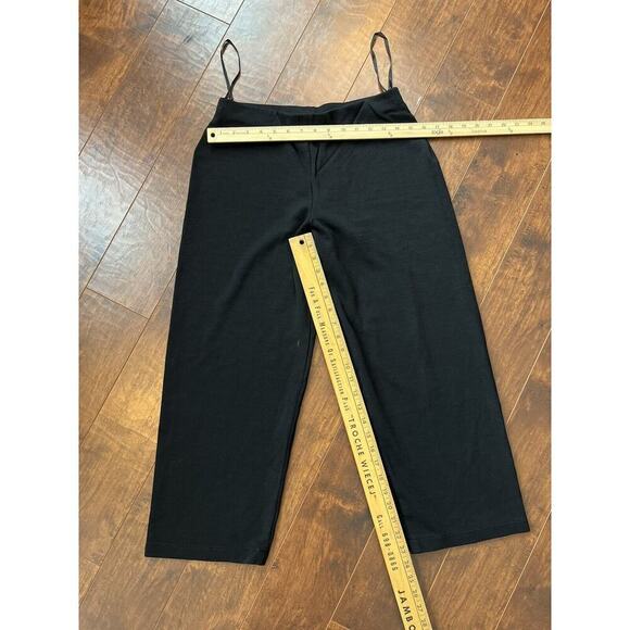 Eileen Fisher Elastic Waist Semi Wide Leg Minimalist Black Casual Pants Sz M - Picture 3 of 5